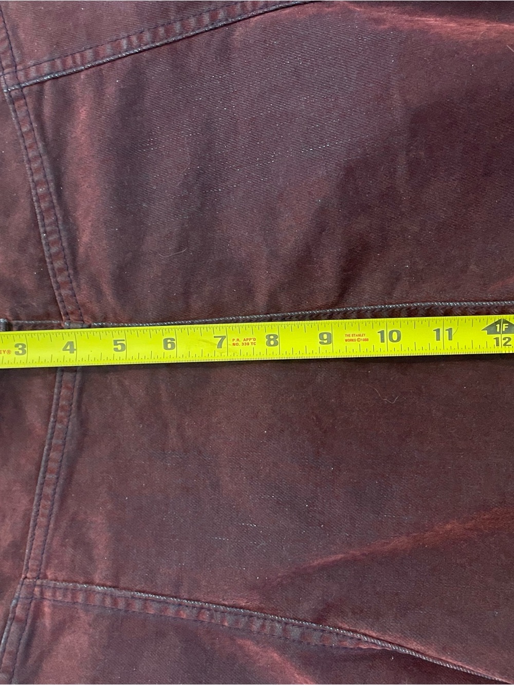 Flocked Denim Mini Skirt in Deep Burgundy - Picture 10 of 12